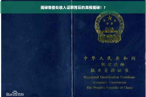 揭秘售楼处收入证明背后的真相揭秘！?