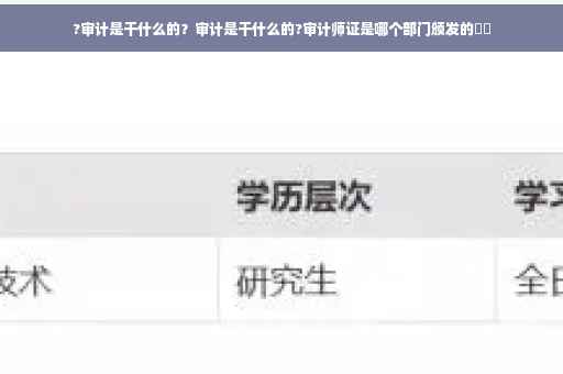 ?审计是干什么的？审计是干什么的?审计师证是哪个部门颁发的⚡️