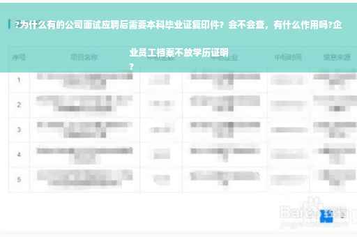 ?为什么有的公司面试应聘后需要本科毕业证复印件？会不会查，有什么作用吗?企业员工档案不放学历证明
?