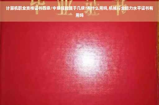 计算机职业资格证书四级/中级技能属于几级?有什么用吗,机械行业能力水平证书有用吗