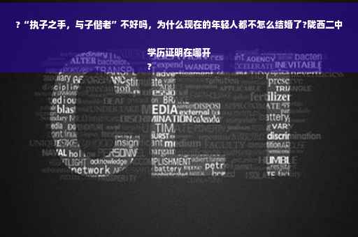 ?“执子之手，与子偕老”不好吗，为什么现在的年轻人都不怎么结婚了?陇西二中学历证明在哪开
?