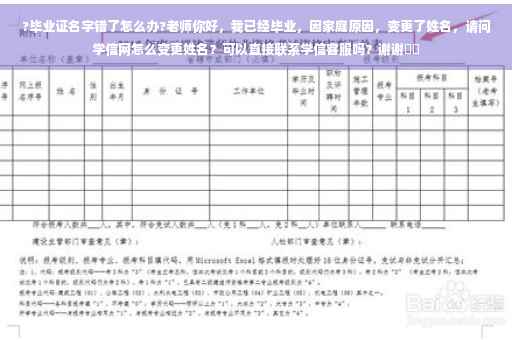 ?毕业证名字错了怎么办?老师你好,我已经毕业,因家庭原因,变更了姓名,请问学信网怎么变更姓名?可以直接联系学信客服吗?谢谢⚡️ ?毕业证名字错了怎么办?老师你好,我已经毕业,因家庭原因,变更了姓名,请问学信网怎么变更姓名?可以直接联系学信客服吗?谢谢⚡️