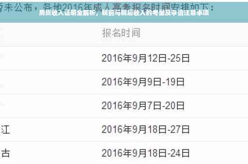 房贷收入证明全解析，税前与税后收入的考量及申请注意事项