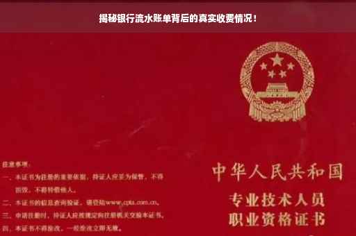 揭秘银行流水账单背后的真实收费情况！