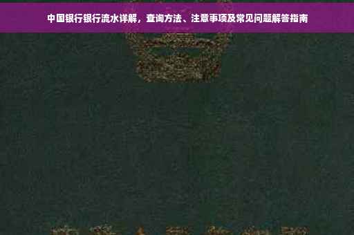 中国银行银行流水详解，查询方法、注意事项及常见问题解答指南