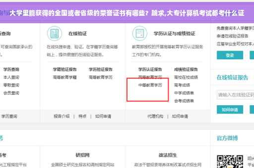 大学里能获得的全国或者省级的荣誉证书有哪些？跪求,大专计算机考试都考什么证