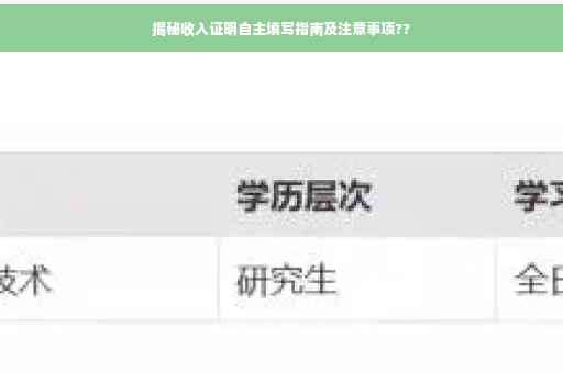 揭秘收入证明自主填写指南及注意事项??