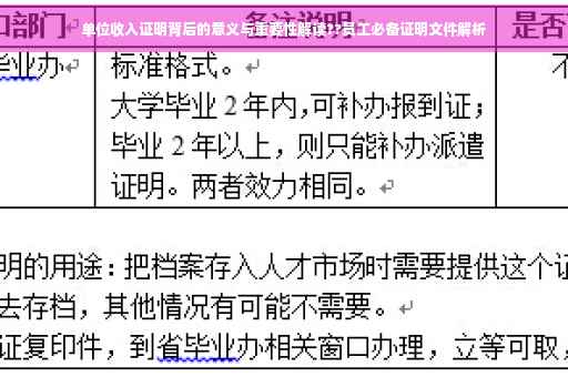 单位收入证明背后的意义与重要性解读??员工必备证明文件解析