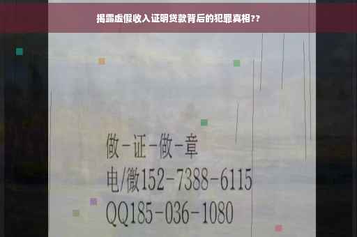 揭露虚假收入证明贷款背后的犯罪真相??