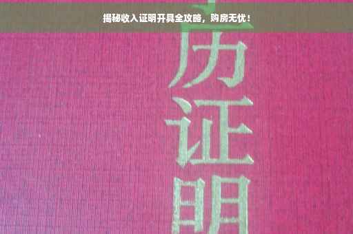 揭秘收入证明开具全攻略，购房无忧！