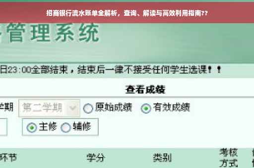 招商银行流水账单全解析，查询、解读与高效利用指南??