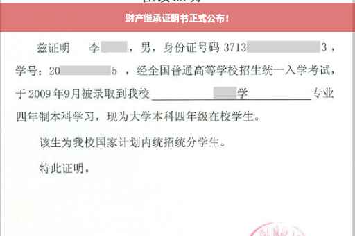 财产继承证明书正式公布！