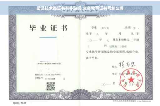 菏泽技术类证书有补贴吗,义务教育证书号怎么填