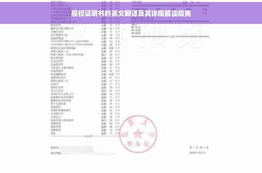股权证明书的英文翻译及其详细解读指南