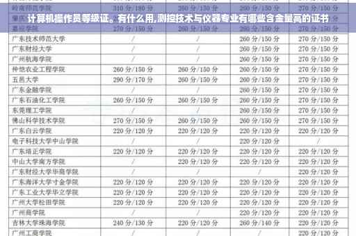计算机操作员等级证。有什么用,测控技术与仪器专业有哪些含金量高的证书