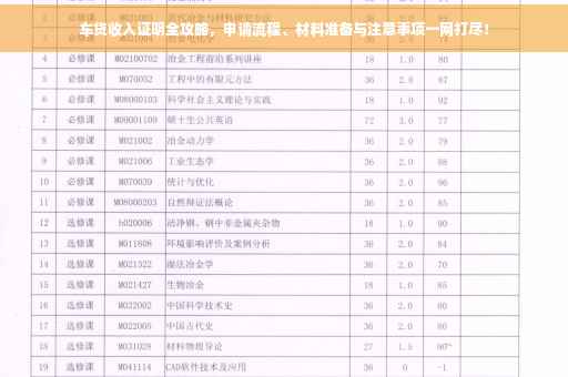车贷收入证明全攻略，申请流程、材料准备与注意事项一网打尽！