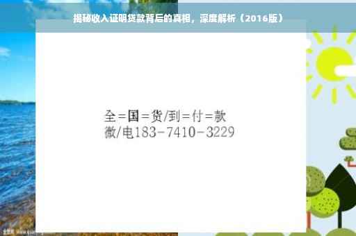 揭秘收入证明贷款背后的真相，深度解析（2016版）