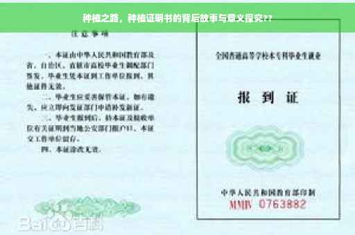 种植之路，种植证明书的背后故事与意义探究??