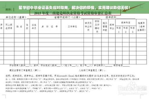 留学初中毕业证丢失应对指南，解决你的烦恼，实用建议助你无忧！