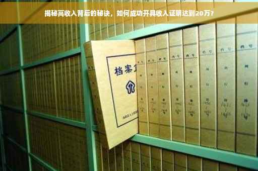 揭秘高收入背后的秘诀，如何成功开具收入证明达到20万？