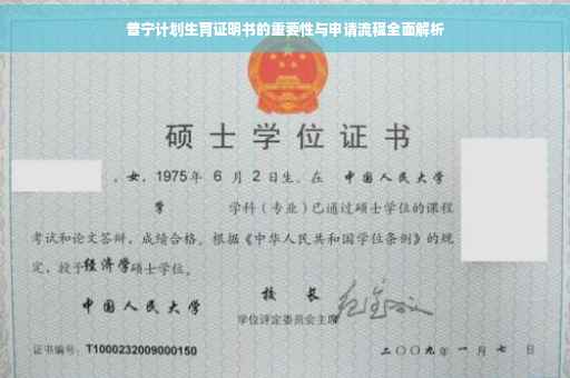 普宁计划生育证明书的重要性与申请流程全面解析
