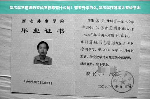 哈尔滨学府路的专科学校都有什么啊？有专升本的么,哈尔滨在哪考大专证书呢