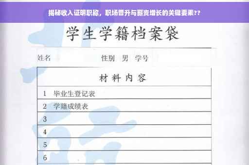 揭秘收入证明职称，职场晋升与薪资增长的关键要素??