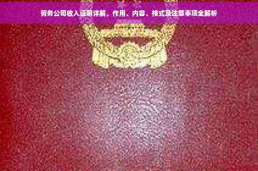 劳务公司收入证明详解，作用、内容、格式及注意事项全解析