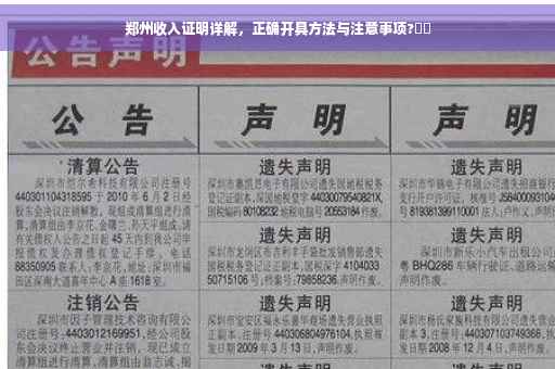 郑州收入证明详解，正确开具方法与注意事项?⚡️