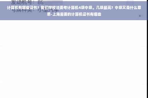 计算机有哪些证书？我们学校说要考计算机4级中级。几级最高？中级又是什么意思-上海需要的计算机证书有哪些