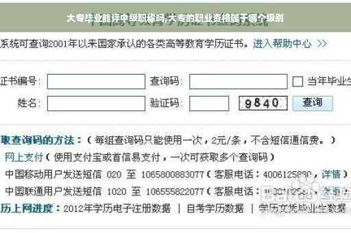 大专毕业能评中级职称吗,大专的职业资格属于哪个级别