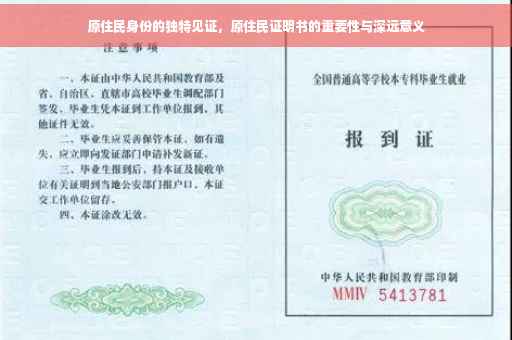 原住民身份的独特见证，原住民证明书的重要性与深远意义