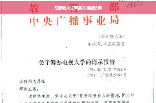 在职收入证明英文模板指南