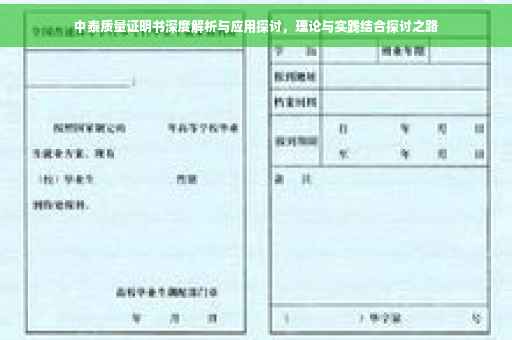中泰质量证明书深度解析与应用探讨，理论与实践结合探讨之路