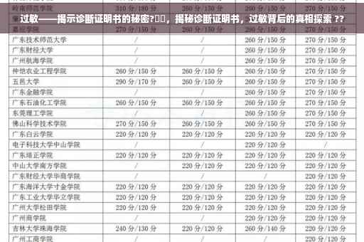 过敏——揭示诊断证明书的秘密?⚡️，揭秘诊断证明书，过敏背后的真相探索 ??