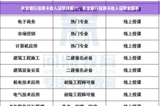 农业银行信用卡收入证明详解??，农业银行信用卡收入证明全解析