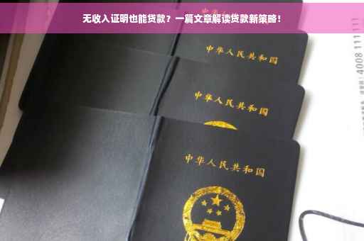 无收入证明也能贷款？一篇文章解读贷款新策略！