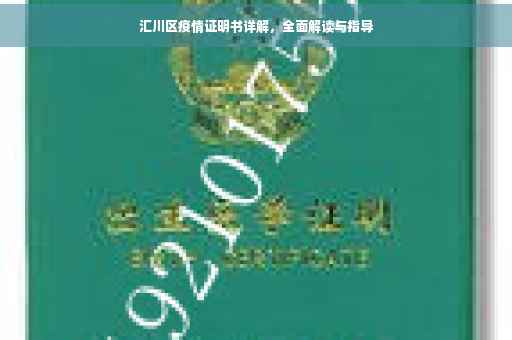 汇川区疫情证明书详解，全面解读与指导