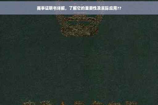 商事证明书详解，了解它的重要性及实际应用??