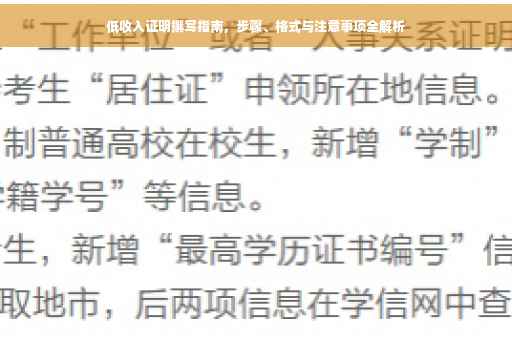 低收入证明撰写指南，步骤、格式与注意事项全解析