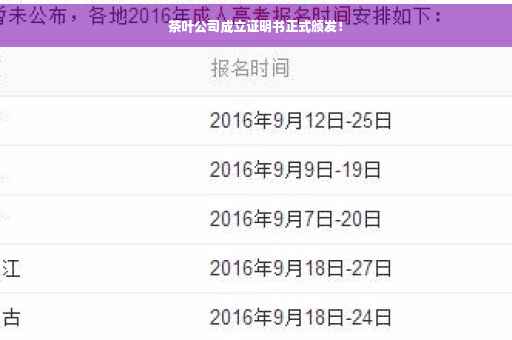 茶叶公司成立证明书正式颁发！
