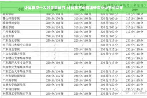 计算机类十大含金量证书-计算机方面有哪些专业证书可以考