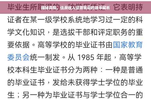 揭秘真相，住房收入证明背后的故事解析
