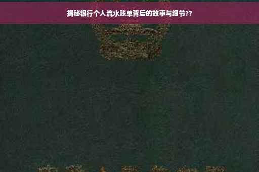 揭秘银行个人流水账单背后的故事与细节??