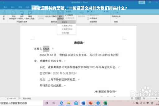 揭秘证明书的奥秘，一份证明文书能为我们带来什么？