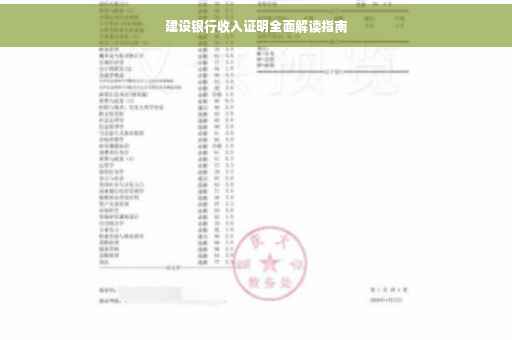 建设银行收入证明全面解读指南