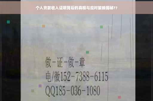 个人贷款收入证明背后的真相与应对策略揭秘??