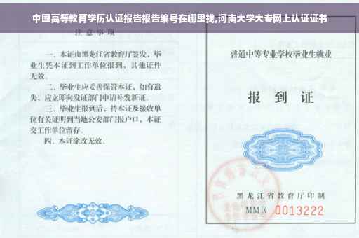 中国高等教育学历认证报告报告编号在哪里找,河南大学大专网上认证证书