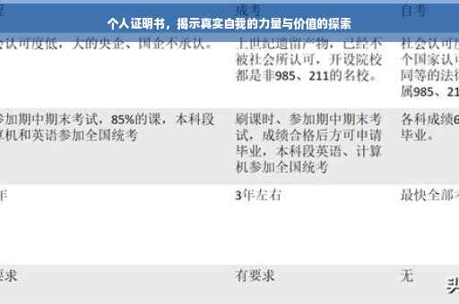 个人证明书，揭示真实自我的力量与价值的探索