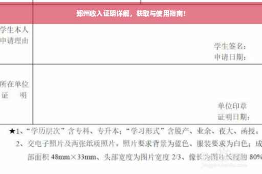 郑州收入证明详解，获取与使用指南！